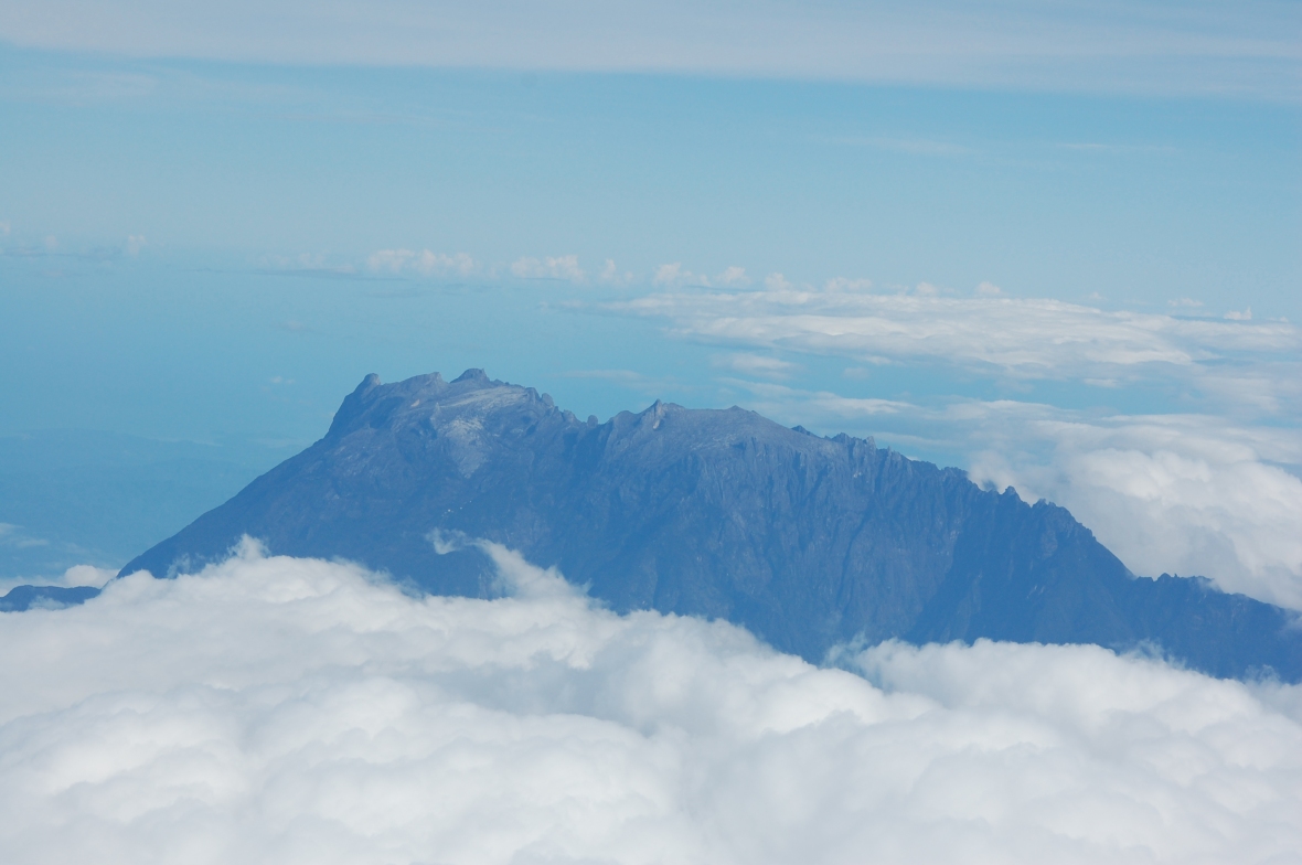 flying over Mt Kinabalu